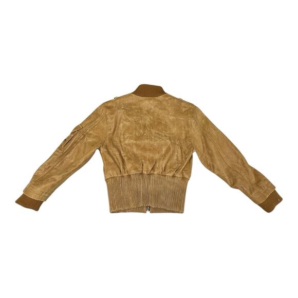 Vintage DA-NANG S Brown Distressed Leather Ribbed Knit Waistband Bomber Jacket - Picture 16 of 16